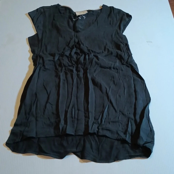 Maeve Black Cap Sleeve Key Hole Cut Out Shoulders Blouse A25 - Picture 1 of 7